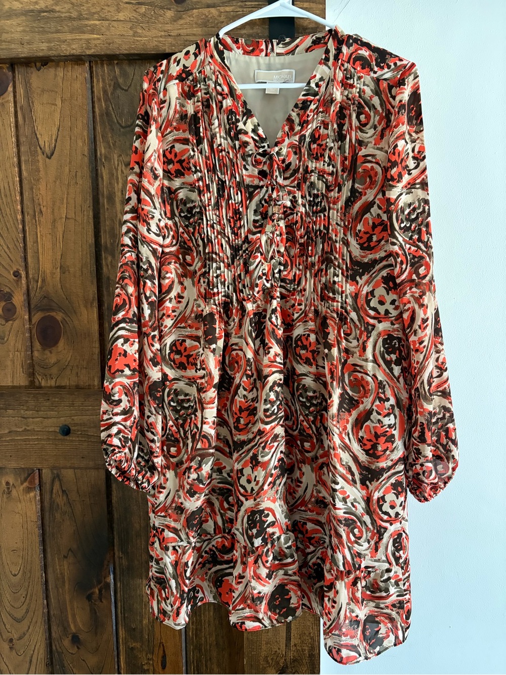 Lightweight Printed Women's Dress in Coral & Ivory
